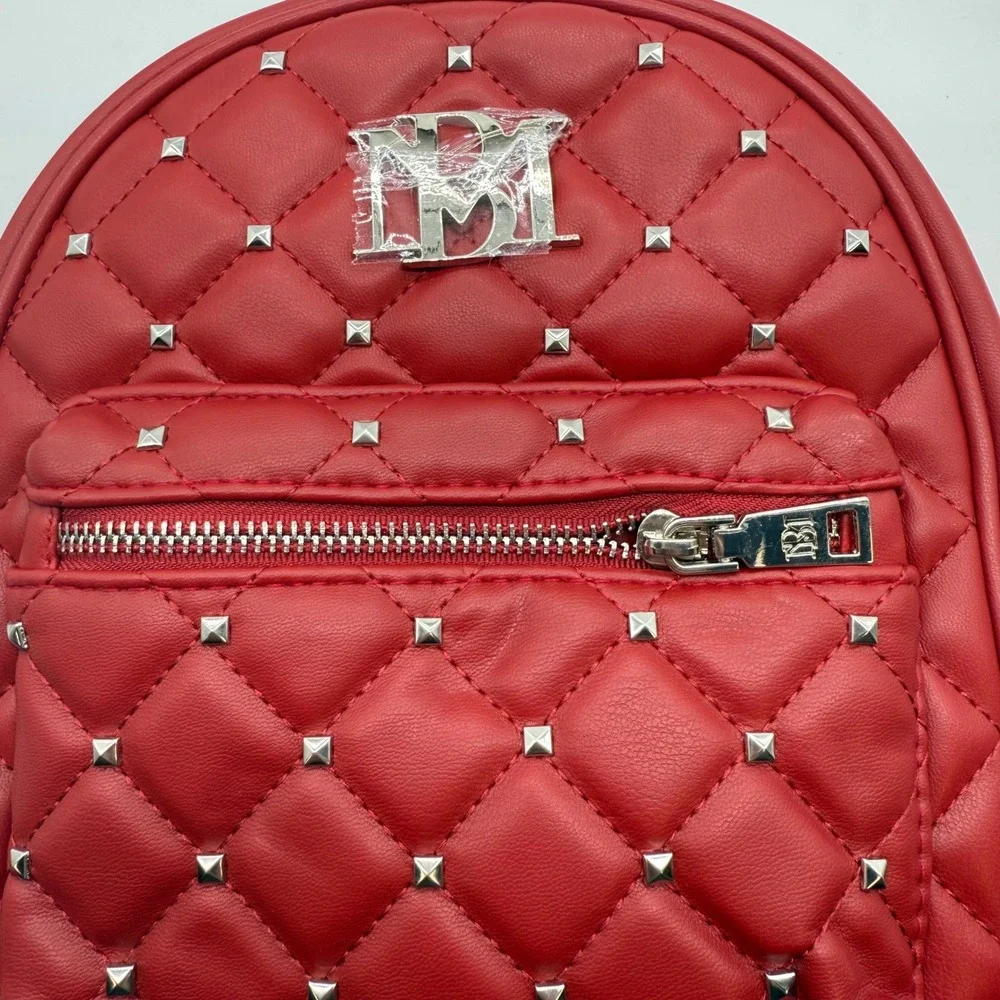 Badgley Mischka‎ Red Mini Studded Vegan Leather Backpack $99 NWT